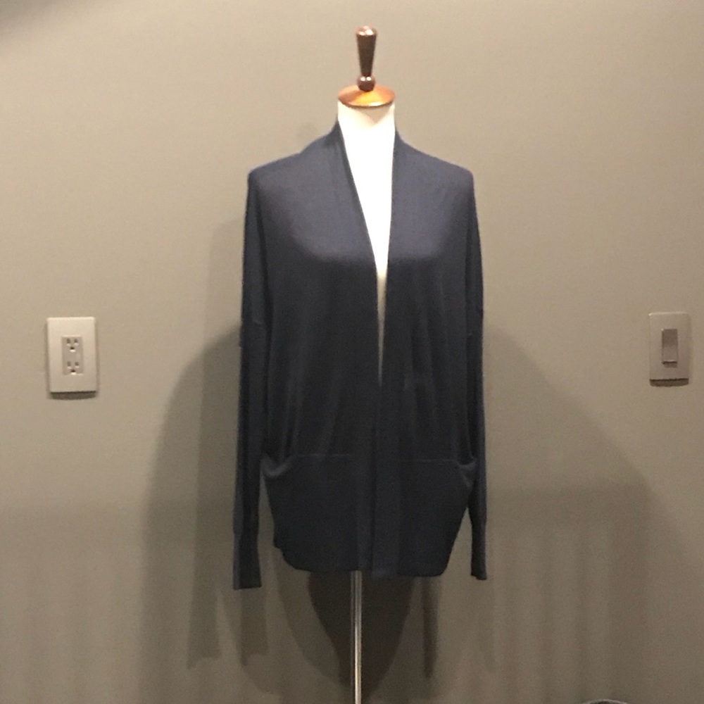 Vince silk and cashmere navy cardigan size small.
